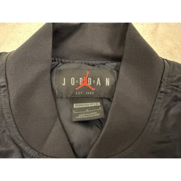 Nike Jordan Flight Renegade Flight Black Bomber Jacket Women's Size L Oversize - Picture 5 of 14